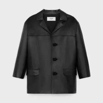 Abrigo tipo carcoat en piel de cordero suave