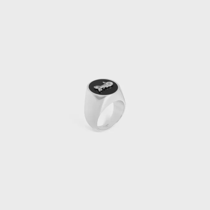 Anillo de sello CELINE Sulky en esmalte y latón con acabado de rodio Anillo de sello CELINE Sulky en esmalte y latón con acabado de rodio