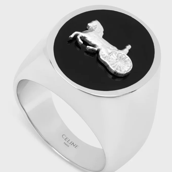 Anillo de sello CELINE Sulky en esmalte y latón con acabado de rodio Anillo de sello CELINE Sulky en esmalte y latón con acabado de rodio
