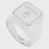 Anillo de sello cuadrado Triomphe de latón con acabado de rodio