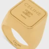 Anillo de sello cuadrado Triomphe en latón con acabado dorado Anillo de sello cuadrado Triomphe en latón con acabado dorado
