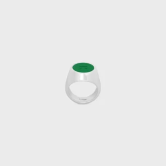 Anillo de sello Triomphe en barniz y latón con acabado de rodio
