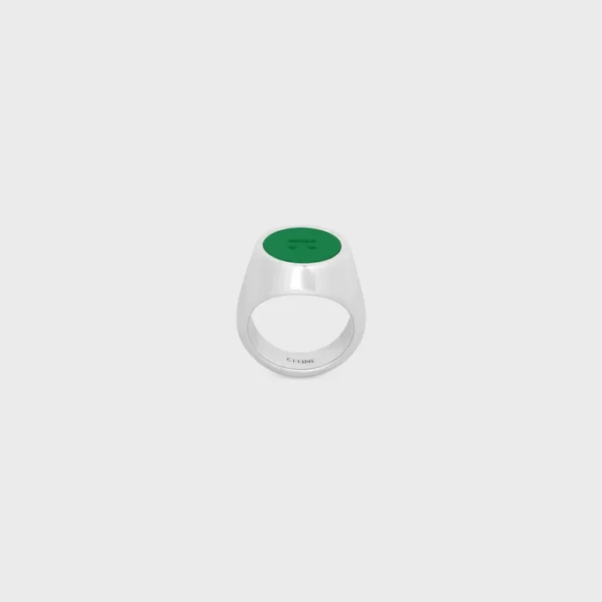 Anillo de sello Triomphe en barniz y latón con acabado de rodio