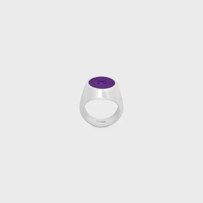 Anillo de sello Triomphe en barniz y latón con acabado de rodio