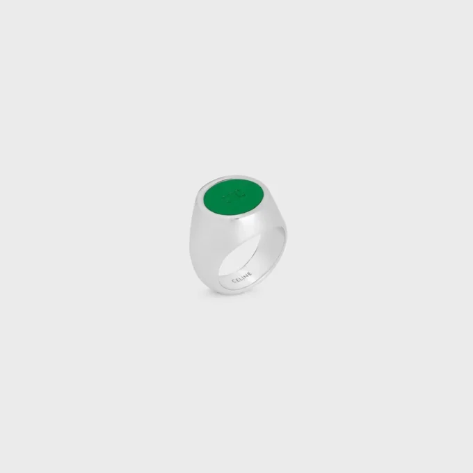Anillo de sello Triomphe en barniz y latón con acabado de rodio
