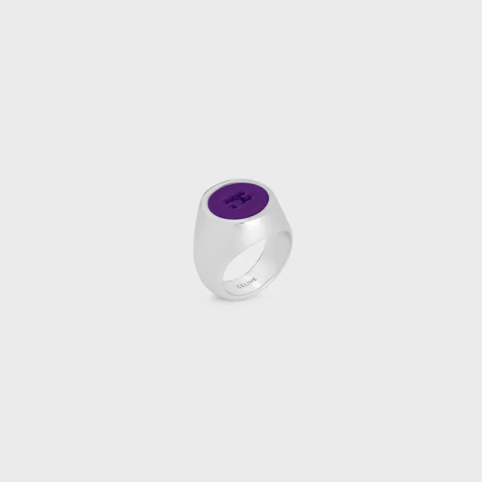 Anillo de sello Triomphe en barniz y latón con acabado de rodio