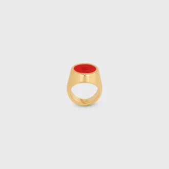 Anillo de sello Triomphe en barniz y latón con acabado dorado