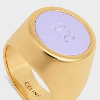 Anillo de sello Triomphe en barniz y latón con acabado dorado
