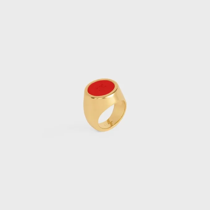 Anillo de sello Triomphe en barniz y latón con acabado dorado Anillo de sello Triomphe en barniz y latón con acabado dorado