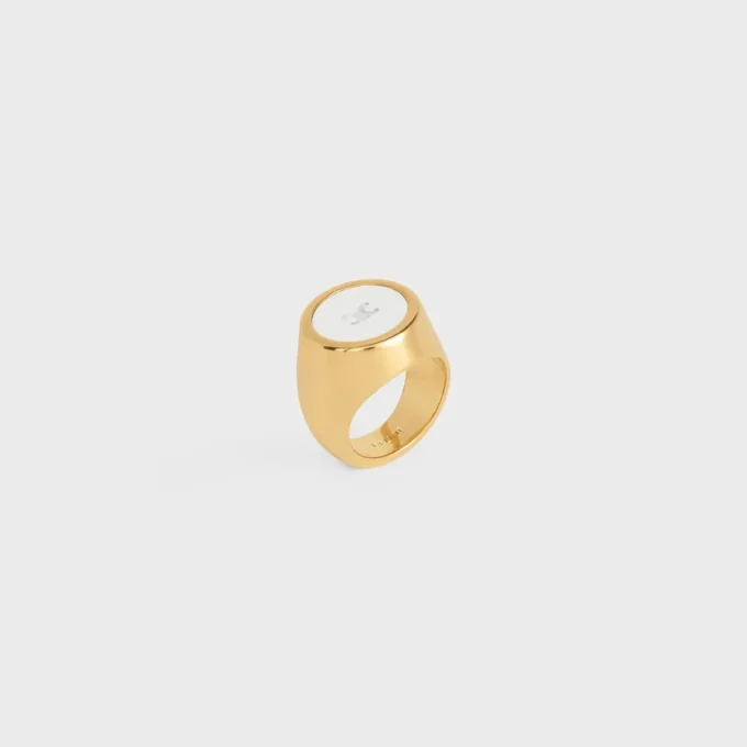 Anillo de sello Triomphe en barniz y latón con acabado dorado Anillo de sello Triomphe en barniz y latón con acabado dorado
