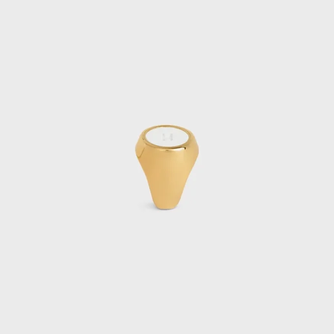 Anillo de sello Triomphe en barniz y latón con acabado dorado Anillo de sello Triomphe en barniz y latón con acabado dorado