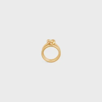 Anillo doble Knot en latón con acabado dorado