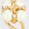 Anillo Les Perles CELINE con strass, perlas de resina y latón con acabado dorado Anillo Les Perles CELINE con strass, perlas de resina y latón con acabado dorado