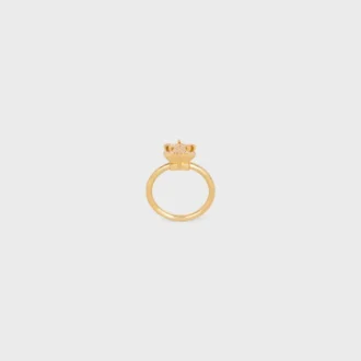 Anillo solitario Triomphe con brillos de strass y latón con acabado dorado