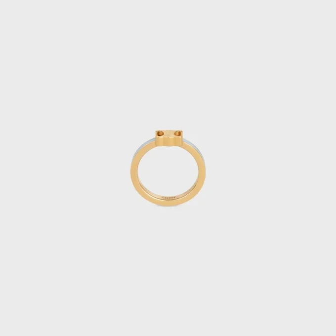 Anillo Triomphe en esmalte y latón con acabado dorado