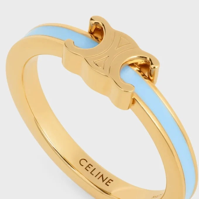 Anillo Triomphe en esmalte y latón con acabado dorado