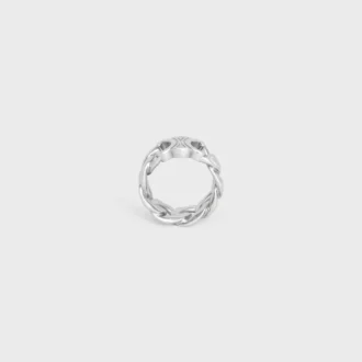 Anillo Triomphe Gourmette en latón con acabado de rodio