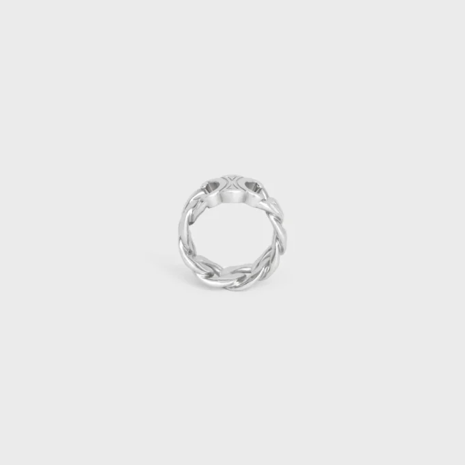 Anillo Triomphe Gourmette en latón con acabado de rodio