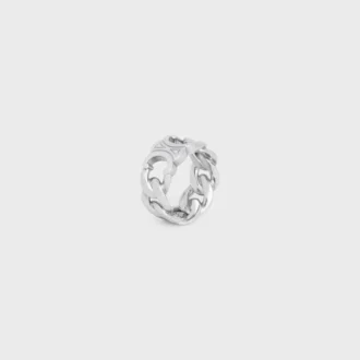 Anillo Triomphe Gourmette en latón con acabado de rodio