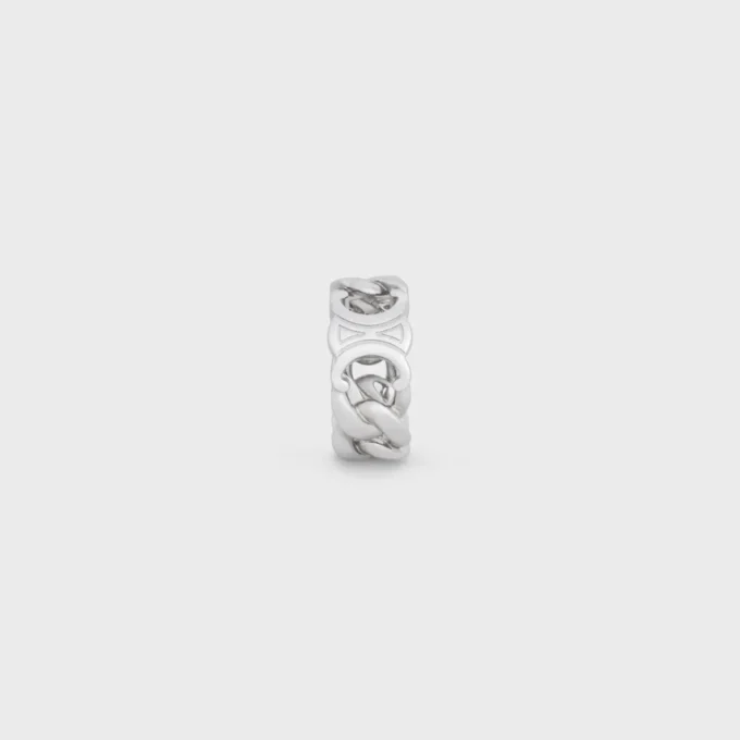 Anillo Triomphe Gourmette en latón con acabado de rodio