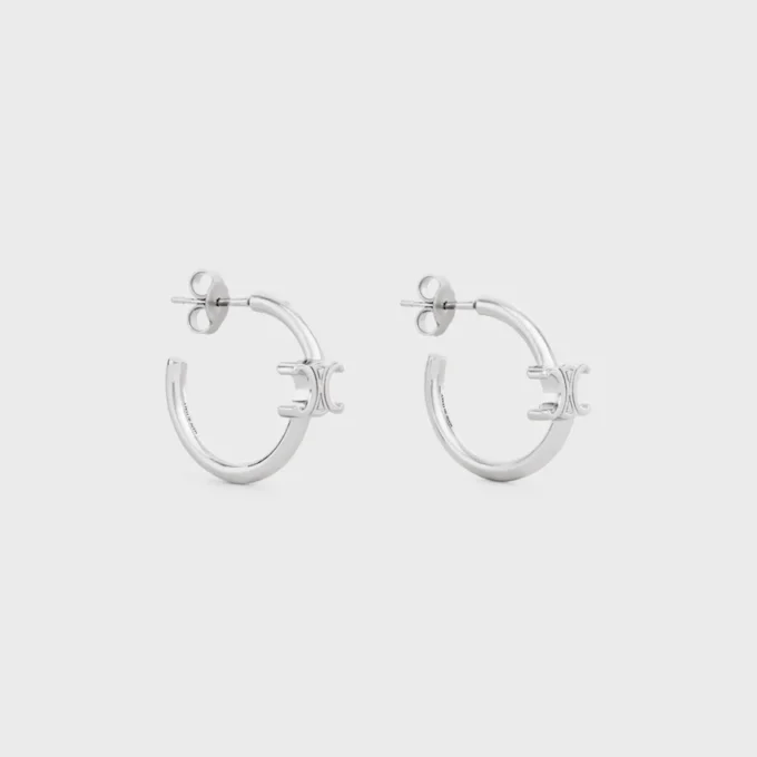 Aros asimétricos Triomphe en latón con acabado de rodio Aros asimétricos Triomphe en latón con acabado de rodio