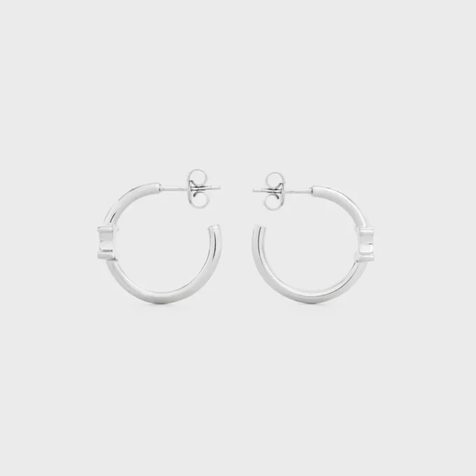 Aros asimétricos Triomphe en latón con acabado de rodio Aros asimétricos Triomphe en latón con acabado de rodio