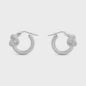 Aros Knot Sparkle en strass y latón con acabado de rodio