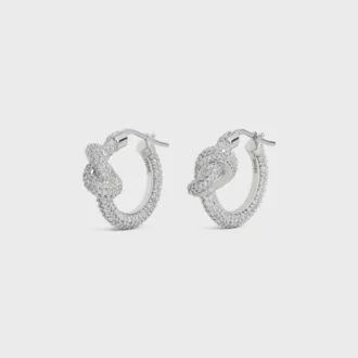 Aros Knot Sparkle en strass y latón con acabado de rodio