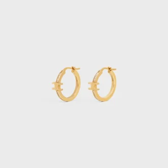 Aros Triomphe Sparkle en strass y latón con acabado dorado