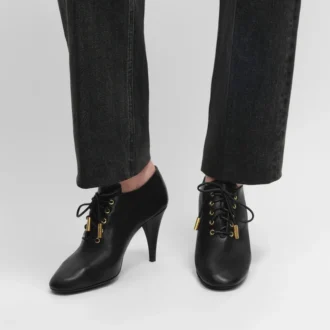 Bailarinas de tacón con cordones Oxford suaves en piel de becerro – Curtido vegetal