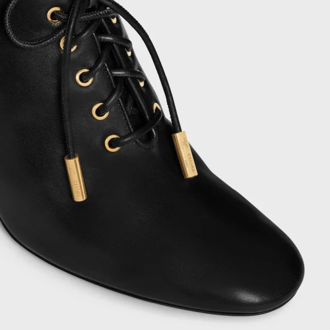 Bailarinas de tacón con cordones Oxford suaves en piel de becerro – Curtido vegetal
