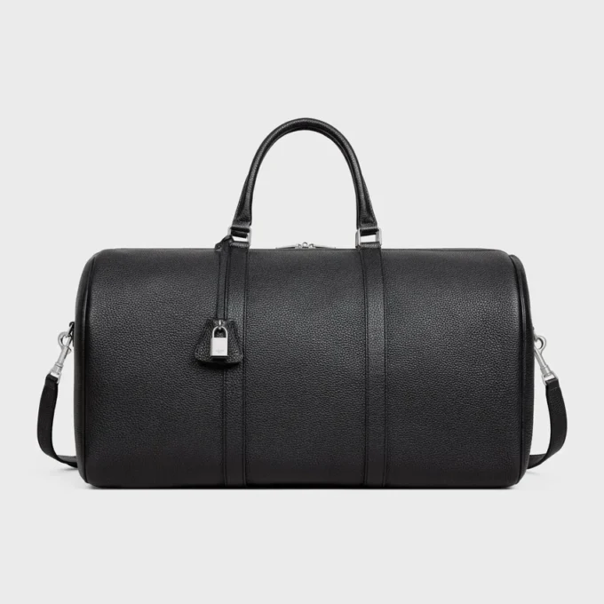 Bolsa de viaje grande en piel de becerro granulada Bolsa de viaje grande en piel de becerro granulada