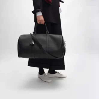 Bolsa de viaje grande en piel de becerro granulada