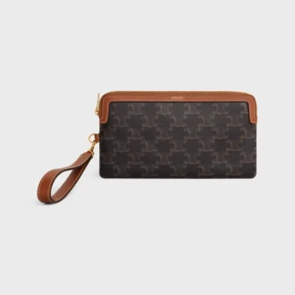 Bolsa larga con correa en Triomphe Canvas y piel de becerro