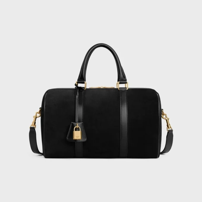 Bolso Boston grande en piel de becerro gamuzada Bolso Boston grande en piel de becerro gamuzada