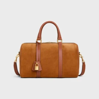 Bolso Boston grande en piel de becerro gamuzada