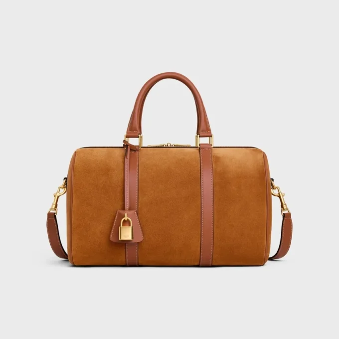Bolso Boston grande en piel de becerro gamuzada Bolso Boston grande en piel de becerro gamuzada