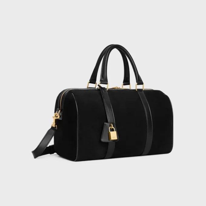 Bolso Boston grande en piel de becerro gamuzada Bolso Boston grande en piel de becerro gamuzada