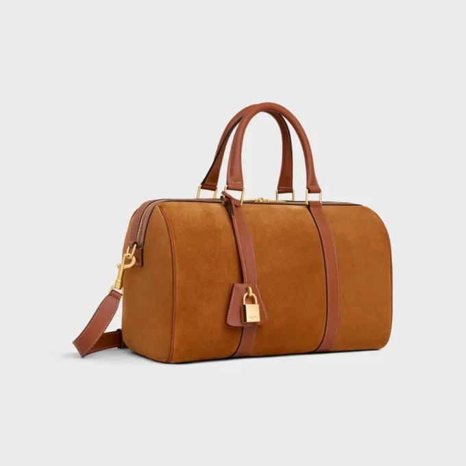 Bolso Boston grande en piel de becerro gamuzada Bolso Boston grande en piel de becerro gamuzada