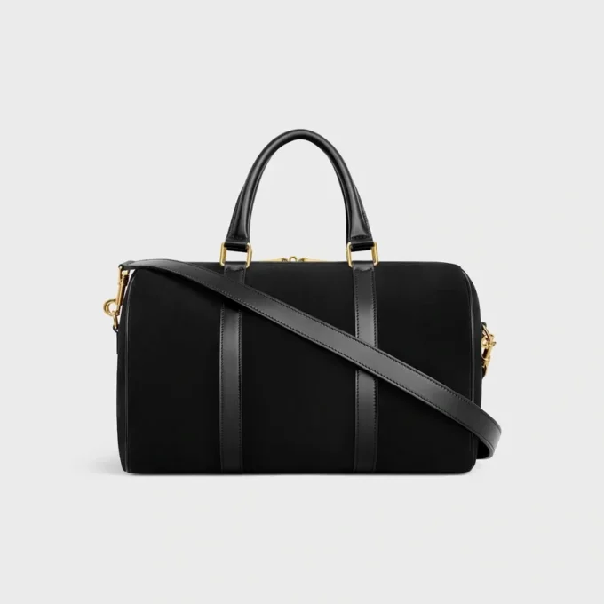 Bolso Boston grande en piel de becerro gamuzada Bolso Boston grande en piel de becerro gamuzada