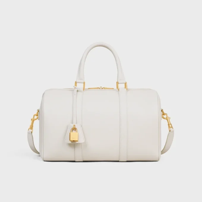 Bolso Boston grande en piel de becerro granulada flexible Bolso Boston grande en piel de becerro granulada flexible