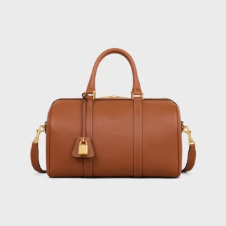 Bolso Boston grande en piel de becerro granulada flexible