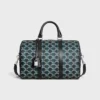 Bolso Boston grande en Triomphe Canvas a rayas y piel de becerro