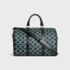 Bolso Boston grande en Triomphe Canvas a rayas y piel de becerro