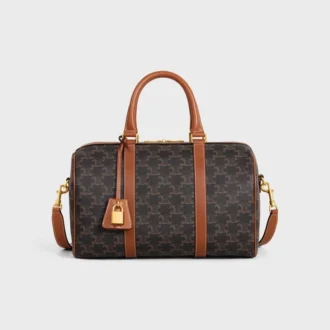 Bolso Boston grande en Triomphe Canvas y piel de becerro