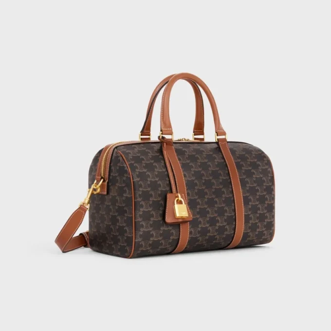 Bolso Boston grande en Triomphe Canvas y piel de becerro Bolso Boston grande en Triomphe Canvas y piel de becerro