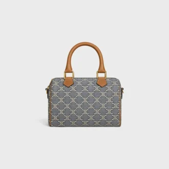 Bolso Boston pequeño en jacquard Triomphe y piel de becerro