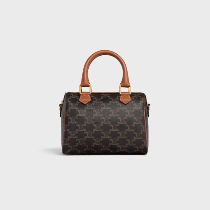 Bolso Boston pequeño en Triomphe Canvas y piel de becerro Bolso Boston pequeño en Triomphe Canvas y piel de becerro