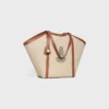 Bolso Cabas grande de tejido con bordado de ancla y piel de becerro
