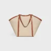 Bolso Cabas grande de tejido con bordado de ancla y piel de becerro